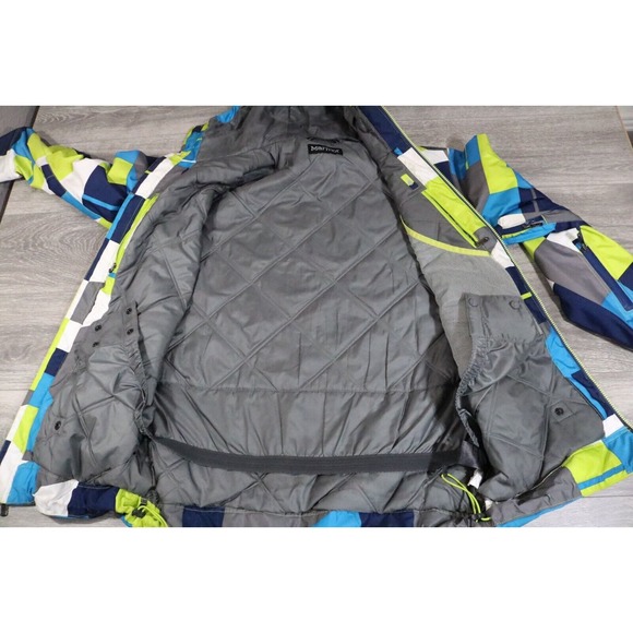Marmot Jacket Men Medium Abstract Hooded Heavy Winter Snow Sports Ski - Picture 10 of 11